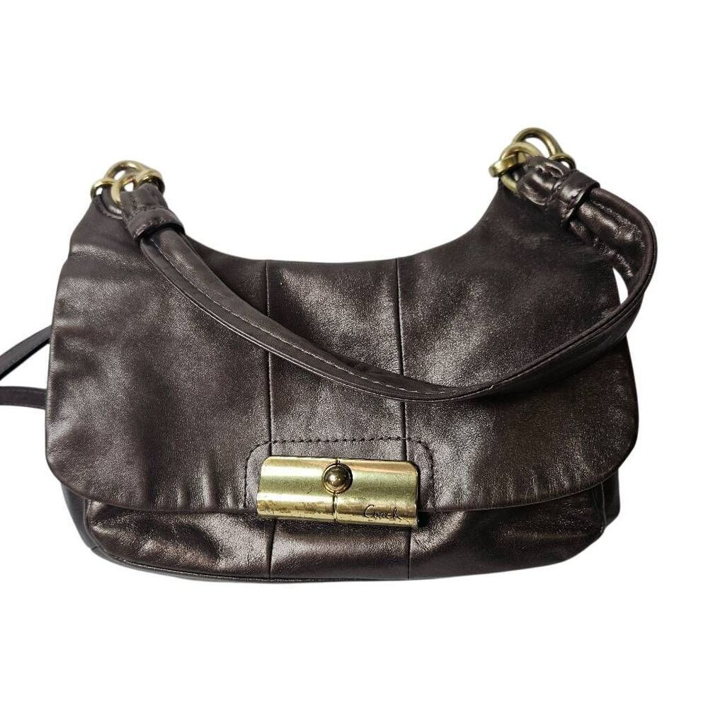 Coach Ashley Crimson metallic leather crossbody bag.